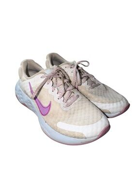 Nike Women's Running Sneakers - Beige with Pink Accents